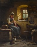 EW 0038 – Frau bei der Handarbeit in der Küche